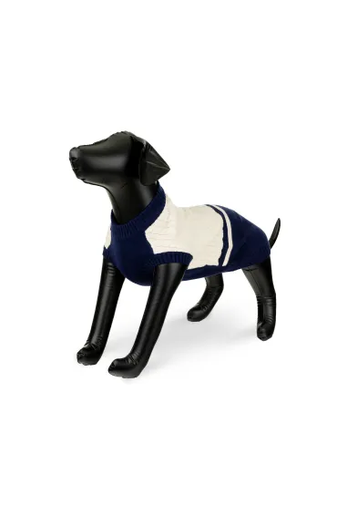 Sweter, dla psa, beżowo- granatowy, rozmiar S, 35