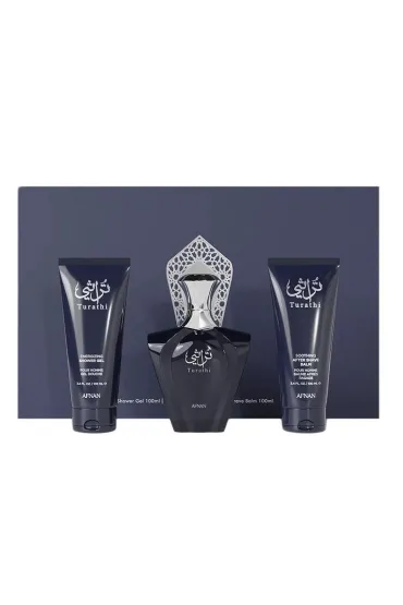Zestaw Woda perfumowana Turathi Blue + Żel pod prysznic + Balsam po goleniu
