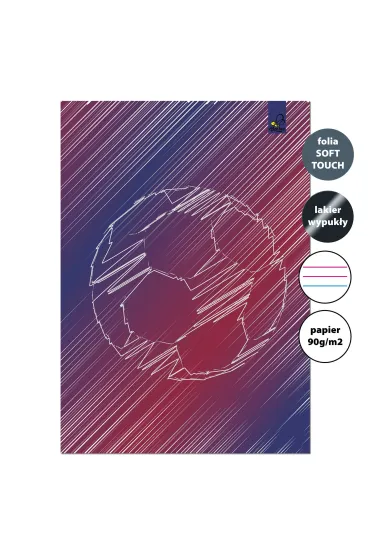 Zeszyt A4 32 kartki w 3 linie kolor 90g Piłka bordo
