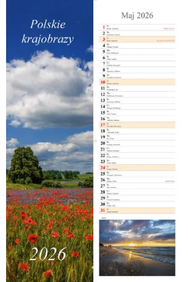 Kalendarz ścienny 2026 pasek Polskie krajobrazy