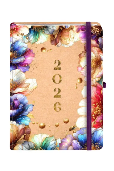 Kalendarz 2026 A5 Kraft DNS Kwiaty