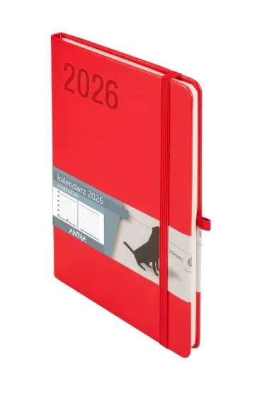 Kalendarz 2026 A5 Minimalizm czerwony TNS