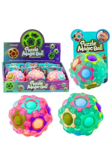 Piłka łamigłówka fluorescencyjna 7cm MIX