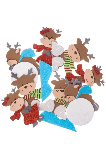 Naklejki 3D z piankami zabawne renifery 10 szt