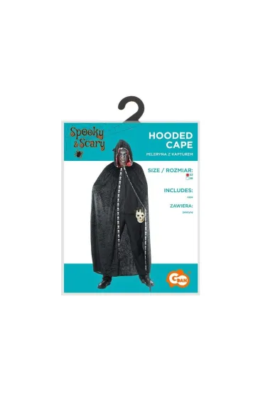 Peleryna z kapturem dla dorosłych czarna rozm.52