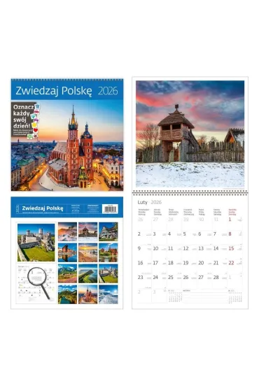 Kalendarz 2026 ścienny 30x30 Zwiedzaj Polskę HELMA