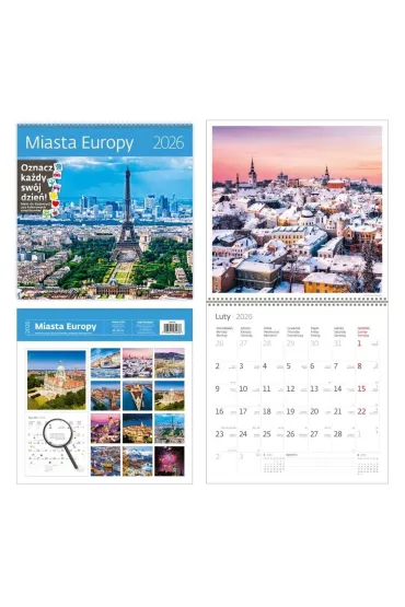 Kalendarz 2026 ścienny 30x30 Miasta Europy HELMA