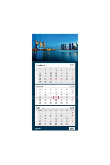 Kalendarz 2026 trójdzielny Lux Singapur HELMA