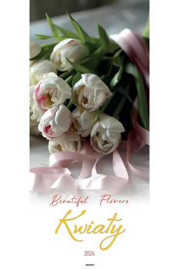 Kalendarz 2026 ścienny paskowy 22x49cm Kwiaty