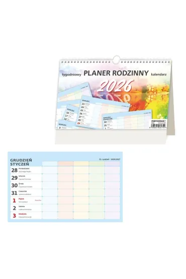 Kalendarz 2026 tygodniowy Planer Rodzinny HELMA