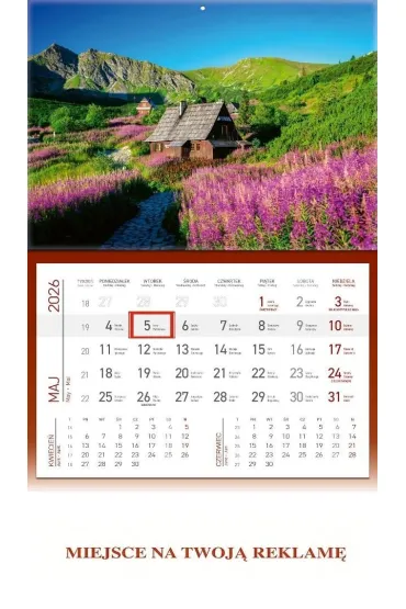 Kalendarz 2026 ścienny jednodzielny Hala...