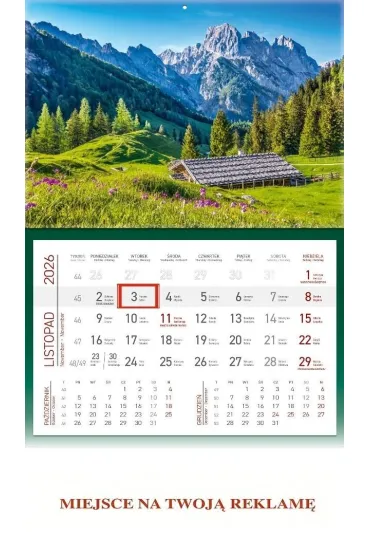 Kalendarz 2026 ścienny jednodzielny Góry