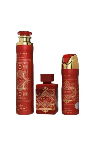 Zestaw Sublime Badee Al Oud Woda perfumowana + Perfumy w sprayu + Odświeżacz powietrza