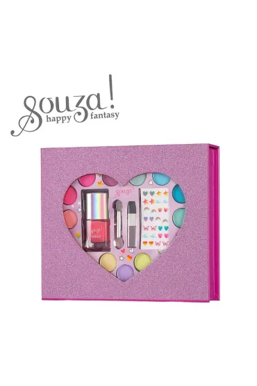 Szkatułka z kosmetykami do makijażu dla dzieci zestaw Serce