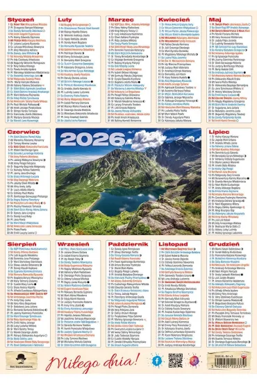 Kalendarz 2026 listkowy