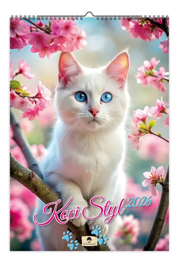 Kalendarz 2026 A3 ścienny jednostronny koci styl