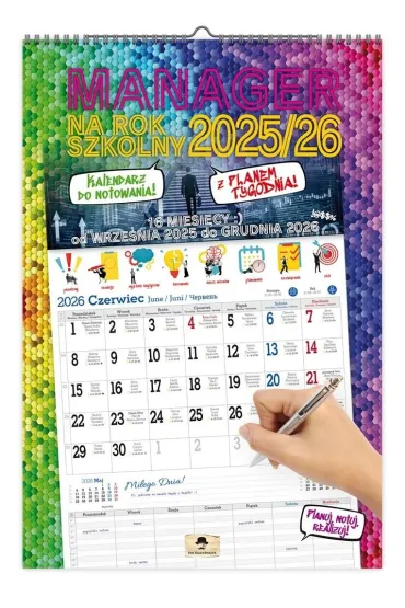 Kalendarz 2026 A3 ścienny manager szkolny