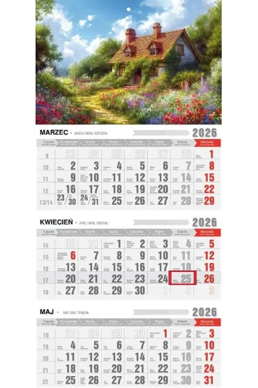 Kalendarz 2026 trójdzielny z magnesem romantico