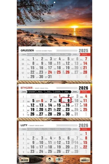 Kalendarz 2026 trójdzielny płaska główka orłowo