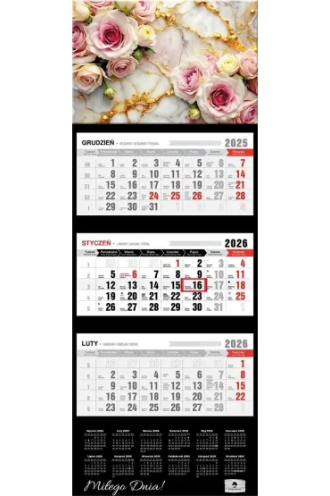 Kalendarz 2026 trójdzielny premium vintage