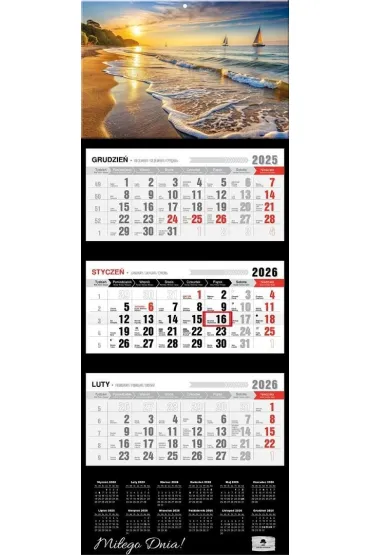 Kalendarz 2026 trójdzielny premium żaglówka