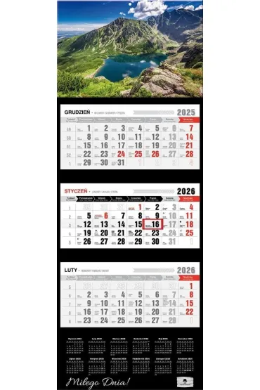 Kalendarz 2026 trójdzielny premium czarny staw