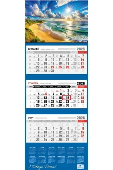 Kalendarz 2026 trójdzielny premium ocean