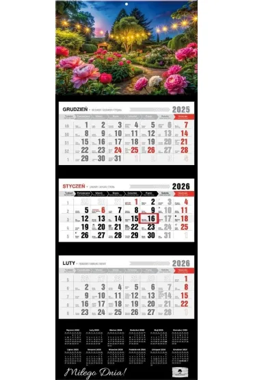 Kalendarz 2026 trójdzielny premium romantico