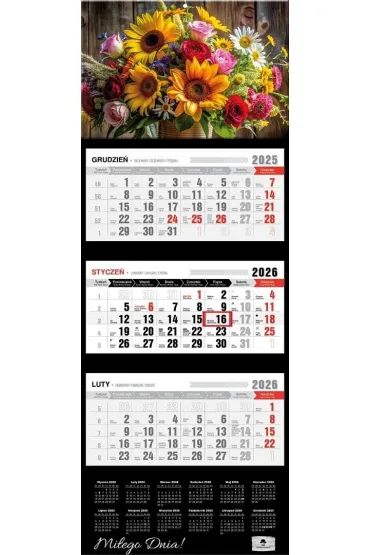 Kalendarz 2026 trójdzielny premium bukiet