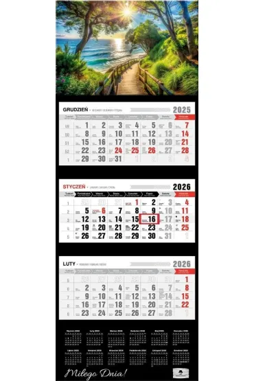 Kalendarz 2026 trójdzielny premium pejzaż