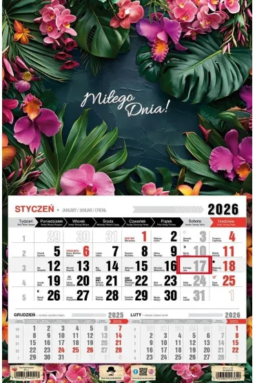 Kalendarz 2026 jednodzielny glamour