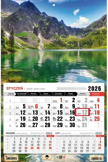 Kalendarz 2026 jednodzielny tatry