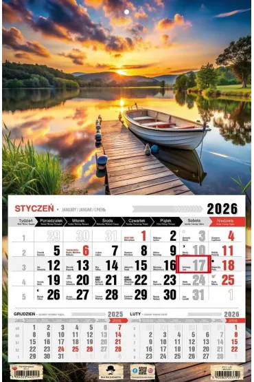 Kalendarz 2026 jednodzielny mazury