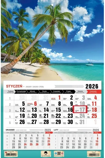 Kalendarz 2026 jednodzielny tropiki