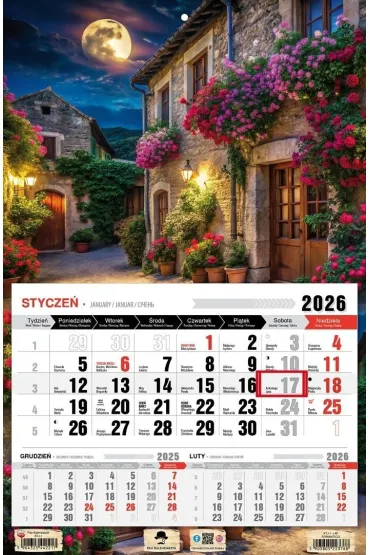 Kalendarz 2026 jednodzielny romantico