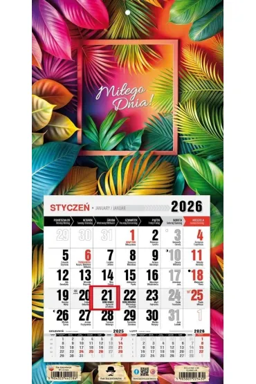 Kalendarz 2026 jednodzielny mini glamour