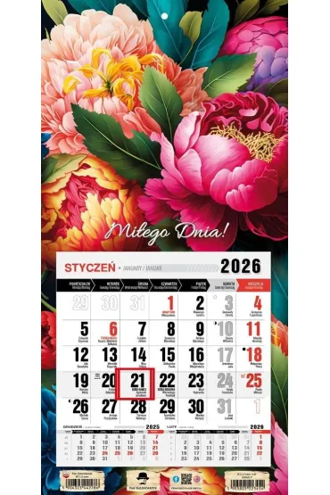 Kalendarz 2026 jednodzielny mini kwiaty