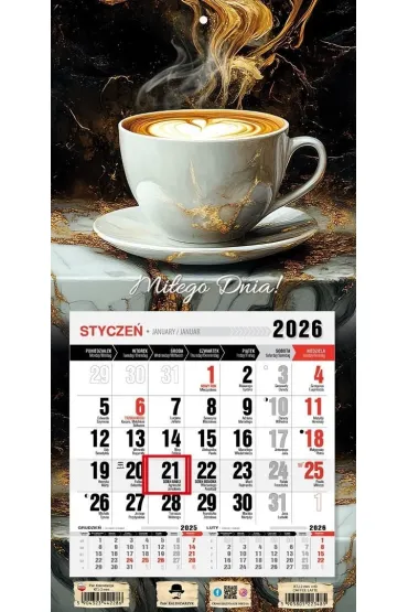 Kalendarz 2026 jednodzielny mini caffe latte