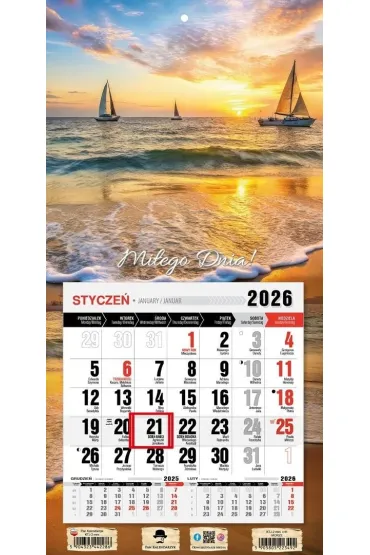 Kalendarz 2026 jednodzielny mini morze