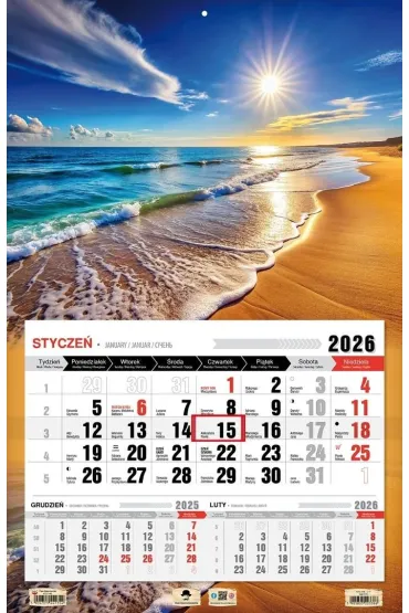 Kalendarz 2026 jednodzielny 3XL Bałtyk