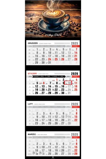 Kalendarz 2026 czterodzielny premium cappucino