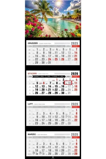 Kalendarz 2026 czterodzielny premium Malediwy