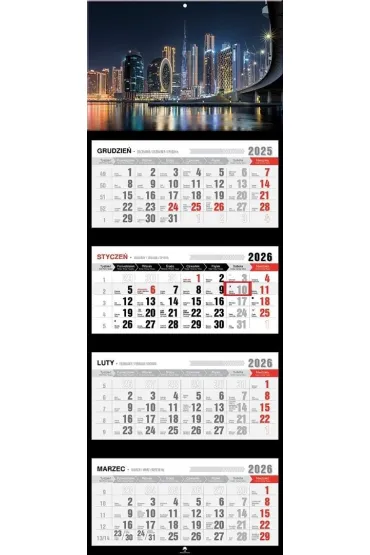 Kalendarz 2026 czterodzielny premium city