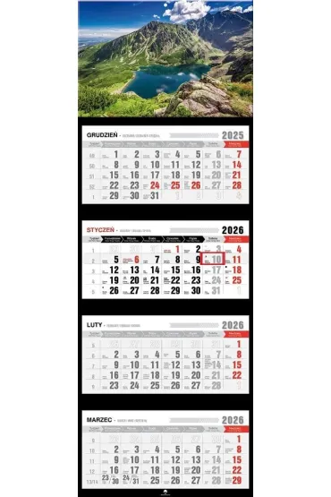 Kalendarz 2026 czterodzielny premium Tatry