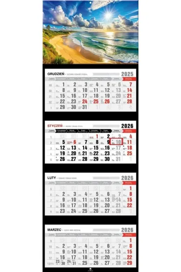 Kalendarz 2026 czterodzielny premium plaża