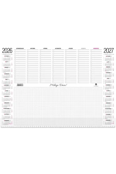 Kalendarz 2026/2027 biuwar z przezroczystą listwą