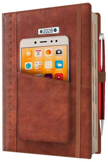 Kalendarz 2026 A5 dzienny z kieszonką i gumką