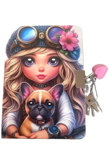 Pamiętnik z kłódką A6/64K gładki Dziewczynka z pie