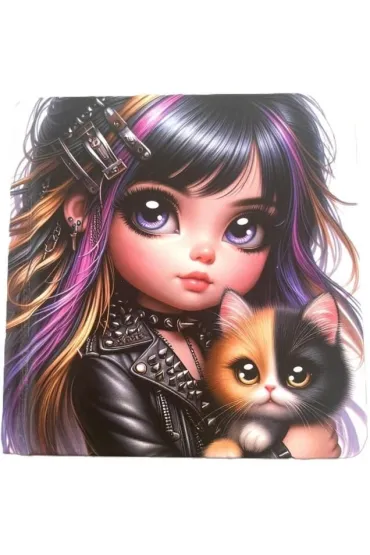 Notatnik 100x100/48K gładki TW Dziewczynka z kotem