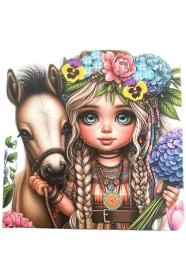 Notatnik 100x100/48K gładki TW Dziewczynka z kon.